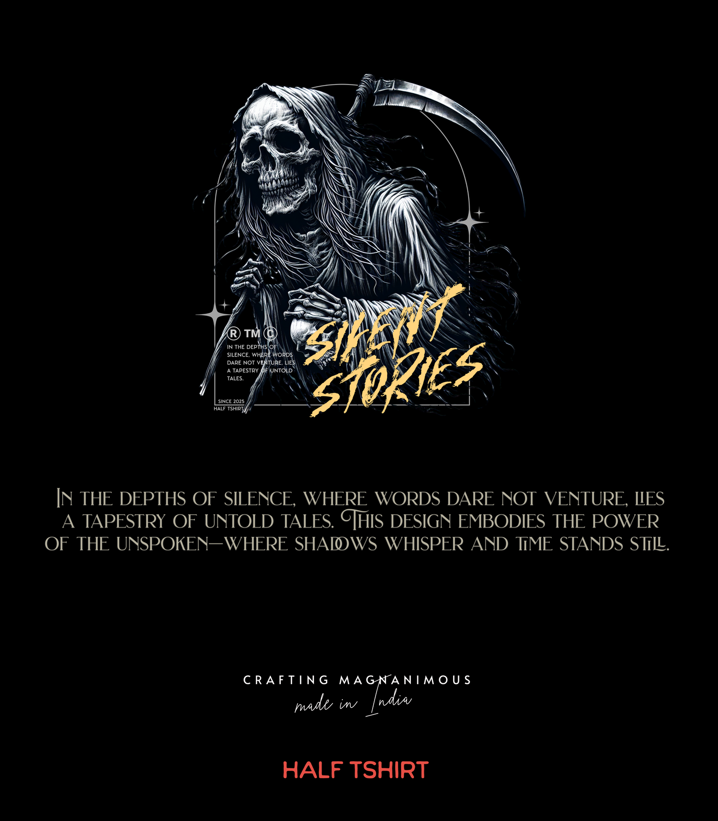 Silent Stories | Regular fit tee 》Back Print (Black)