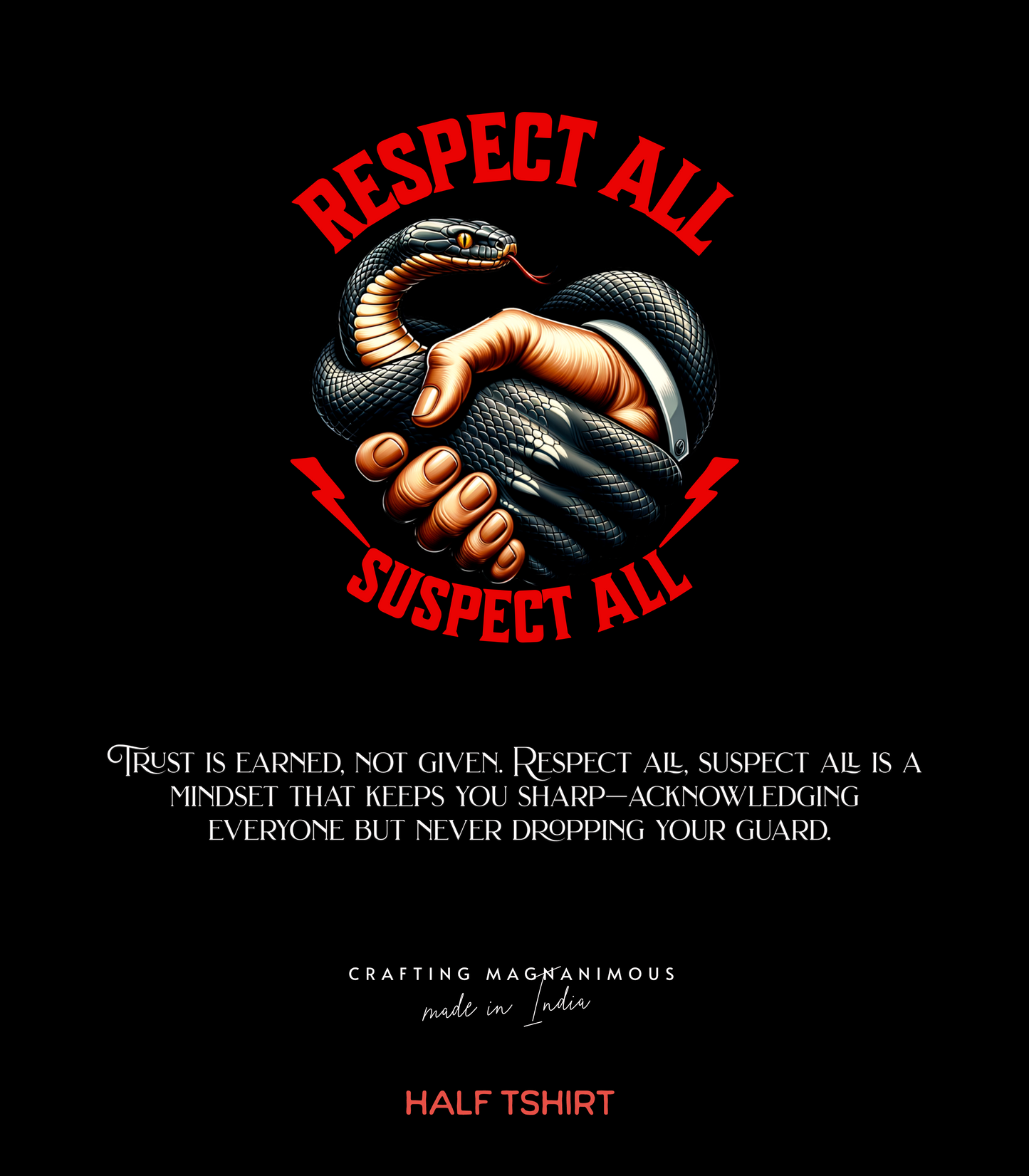 Respect All, Suspect all Regular Fit tee, Black