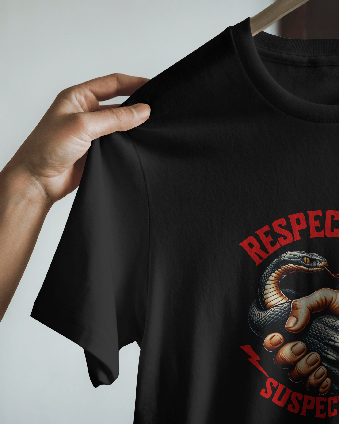 Respect All, Suspect all Regular Fit tee, Black