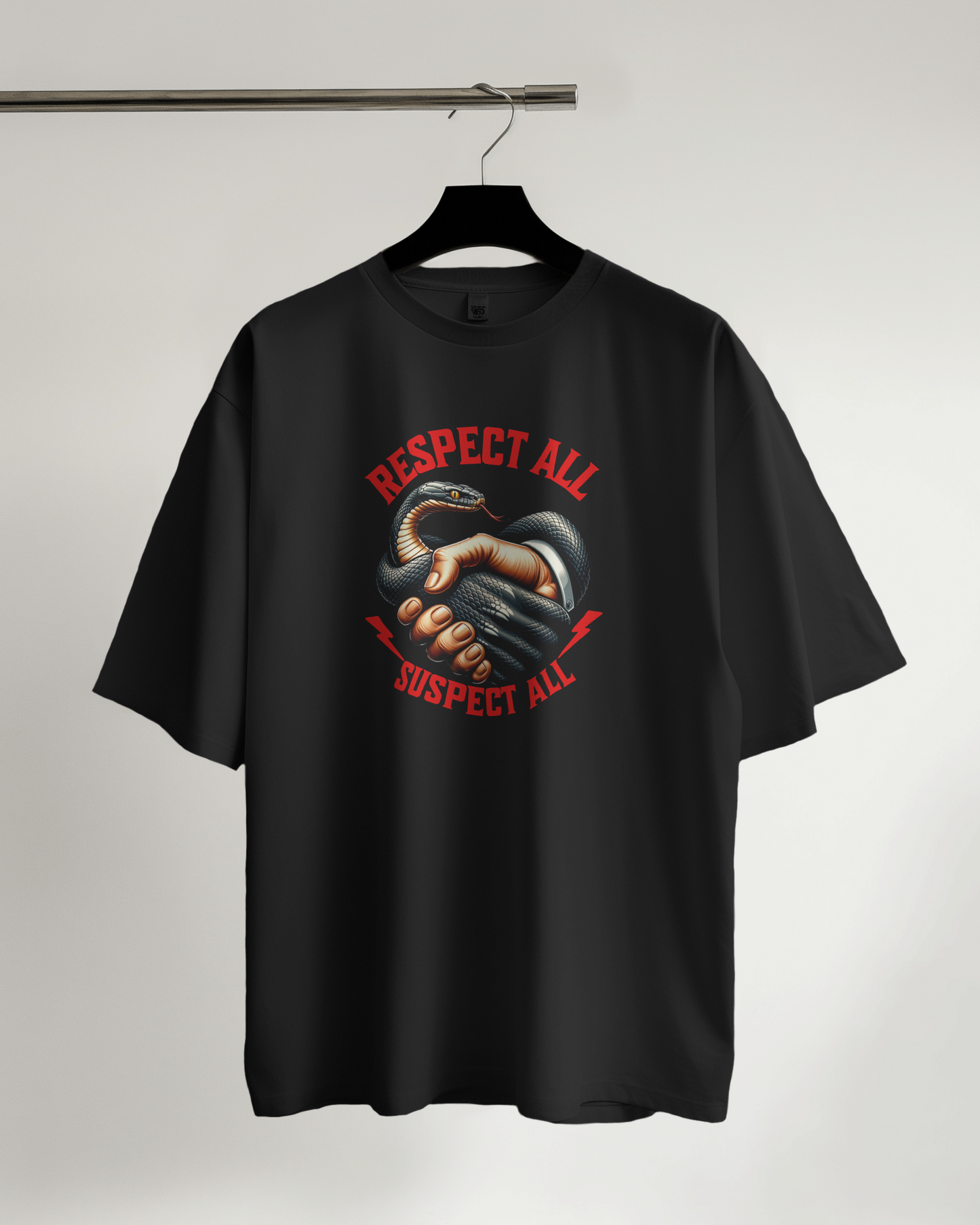 Respect All, Suspect all Regular Fit tee, Black